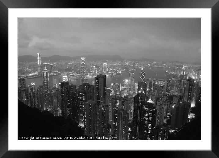 Hong Kong at night Framed Mounted Print by Carmen Green