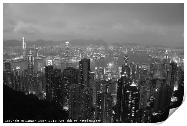 Hong Kong at night Print by Carmen Green