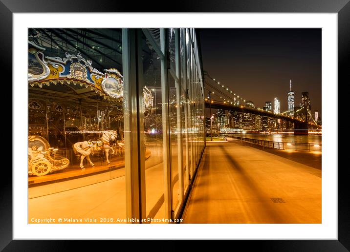 BROOKLYN Jane's Carousel & Manhattan Skyline  Framed Mounted Print by Melanie Viola