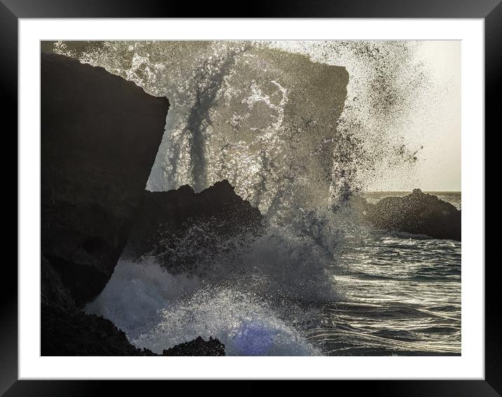   Crashing waves    Curacao views  Framed Mounted Print by Gail Johnson