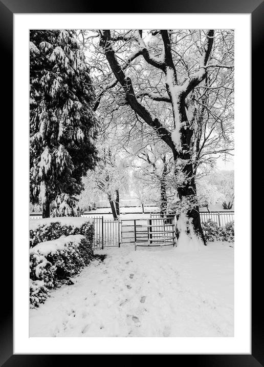 Kissing Gate In The Snow Framed Mounted Print by Steve Purnell