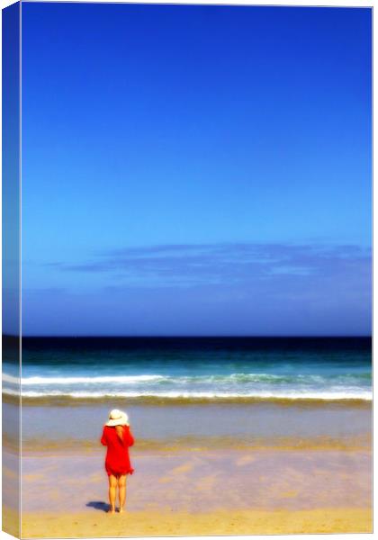 Sand, Sea and Blue Sky Canvas Print by Steve Strong