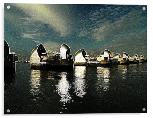 Thames Flood Barrier Fractals Acrylic by David French