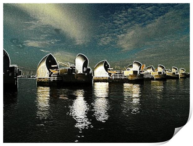 Thames Flood Barrier Fractals Print by David French