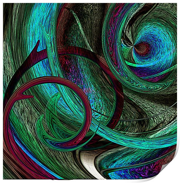 peacock swirls Print by Heather Newton