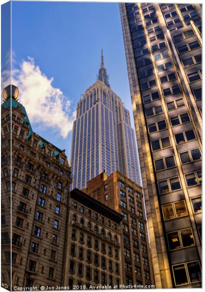 The Streets of New York - Empire State Building Canvas Print by Jon Jones