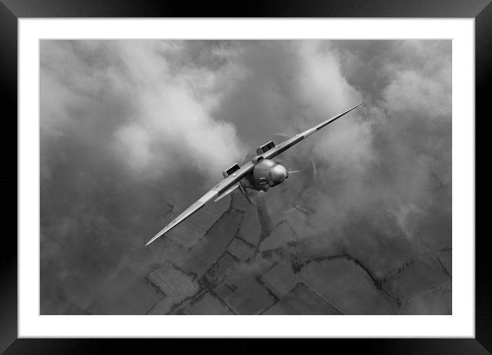 Spitfire looping the loop, B&W version Framed Mounted Print by Gary Eason