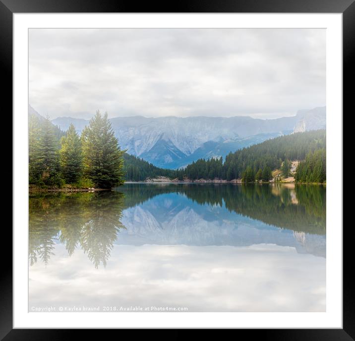 Two Jack Lake Mist Framed Mounted Print by Kaylea braund