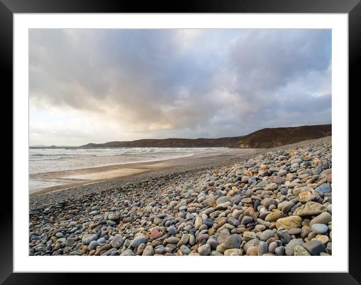 Newgale Beach in Winter. Framed Mounted Print by Colin Allen