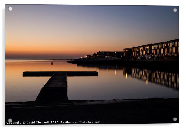 West Kirby Sunset Reflection    Acrylic by David Chennell
