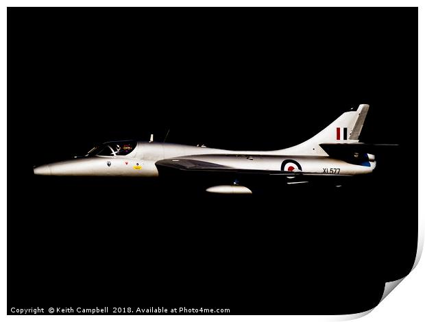 Silver Hawker Hunter XL577 Print by Keith Campbell