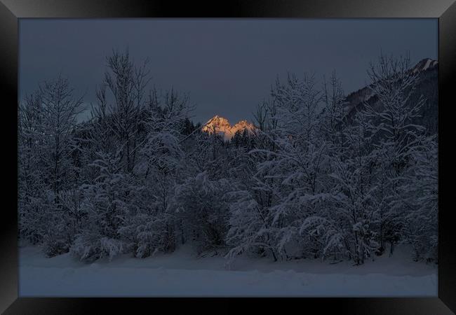 Dawn light hits Bavarian Alps Framed Print by John Iddles