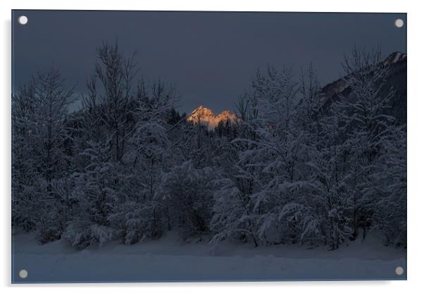 Dawn light hits Bavarian Alps Acrylic by John Iddles