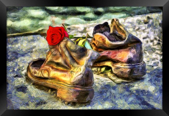 Shoes On The Danube Van Gogh Framed Print by David Pyatt