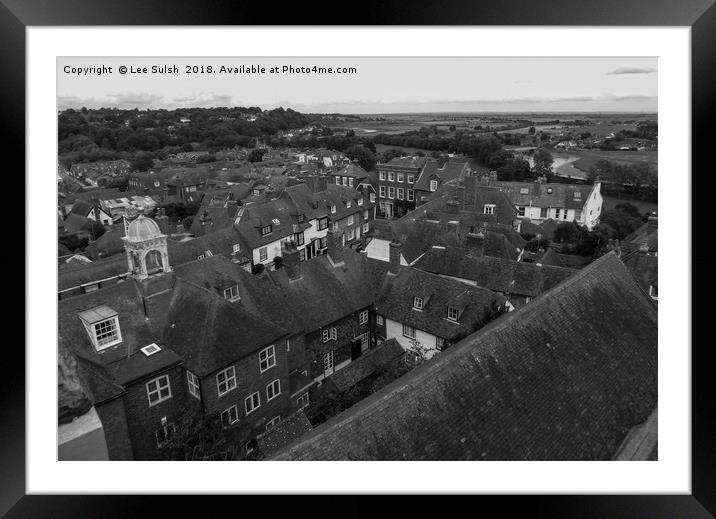 Rye Town B&W Framed Mounted Print by Lee Sulsh