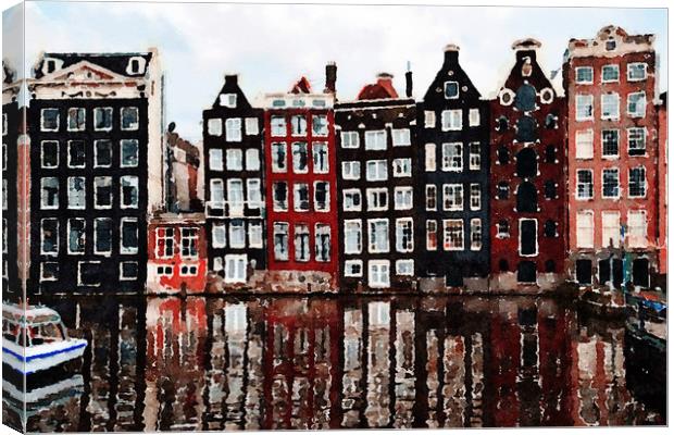 Amsterdam Houses, Print Canvas Print by Tanya Hall