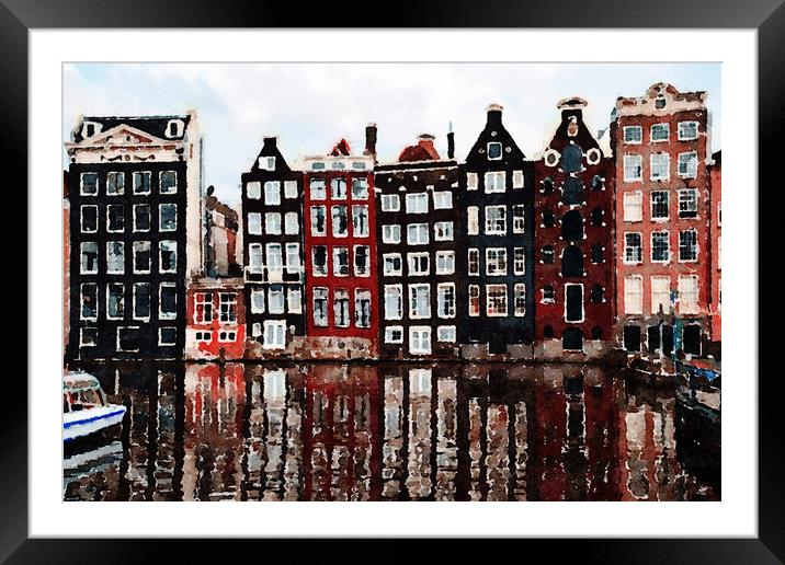 Amsterdam Houses, Print Framed Mounted Print by Tanya Hall