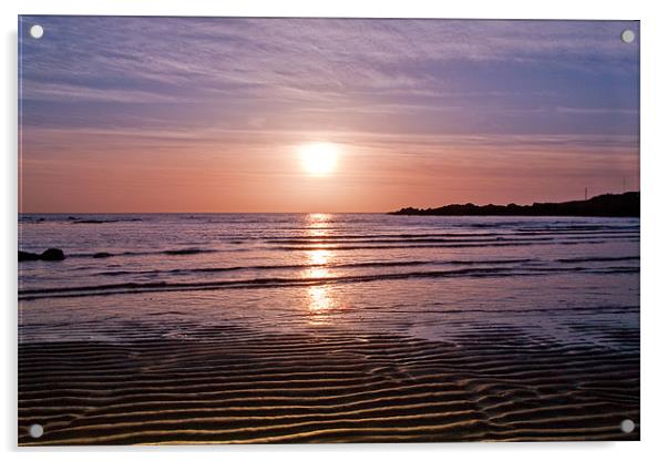 Elie beach Sunset Acrylic by Malcolm Smith