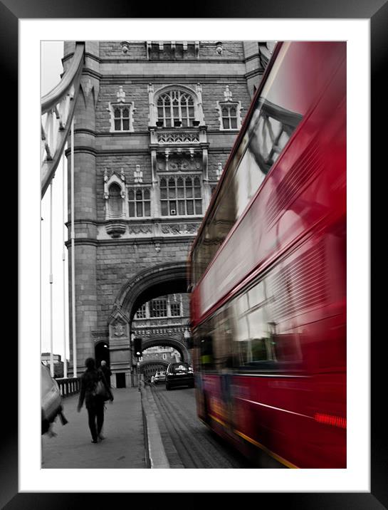London Bus on Tower Bridge Framed Mounted Print by Paul Macro