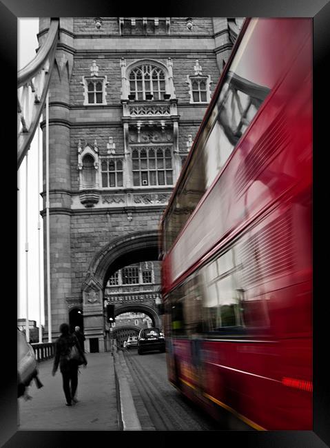 London Bus on Tower Bridge Framed Print by Paul Macro