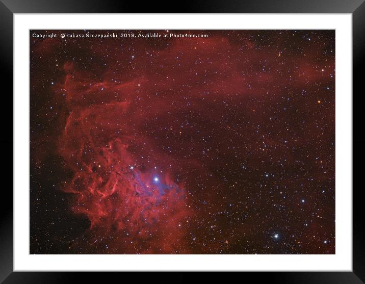 Flamin Star nebula (IC 405) in the constellation A Framed Mounted Print by Łukasz Szczepański