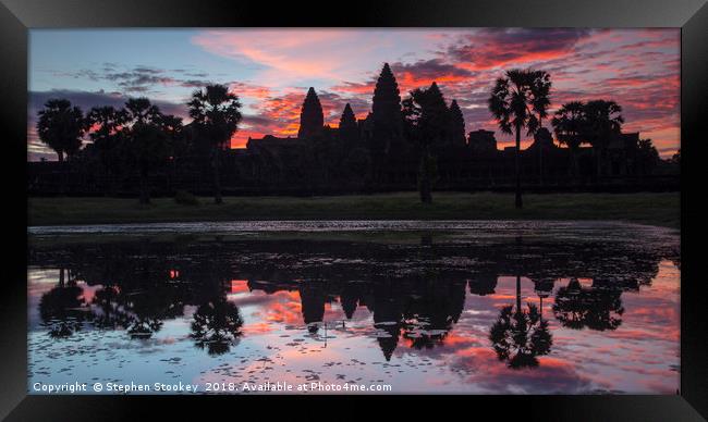 Angkor Wat Sunrise Framed Print by Stephen Stookey