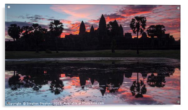 Angkor Wat Sunrise Acrylic by Stephen Stookey