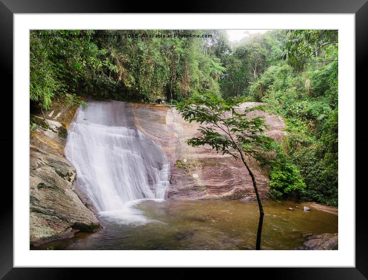 Waterfall in tropical rainforest Framed Mounted Print by Alexandre Rotenberg