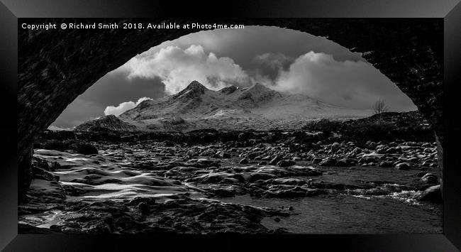 Black Cuillin from under an arch Framed Print by Richard Smith