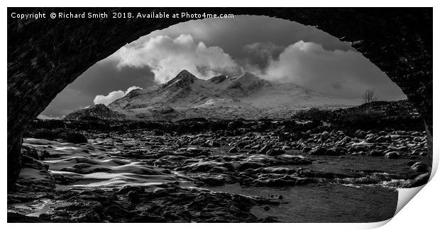 Black Cuillin from under an arch Print by Richard Smith