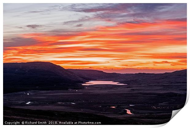A sunset over Loch Niarsco Print by Richard Smith