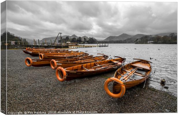 Boats at Derwent Water  Canvas Print by Rob Hawkins