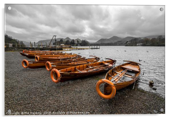 Boats at Derwent Water  Acrylic by Rob Hawkins