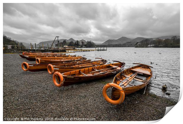 Boats at Derwent Water  Print by Rob Hawkins