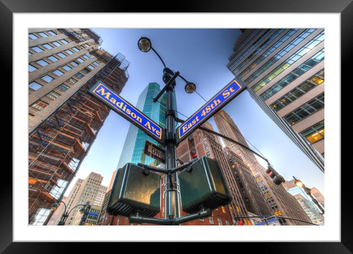 New York Street Sign Framed Mounted Print by David Pyatt