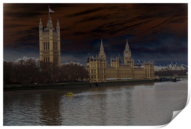 Houses of Parliament Print by les tobin