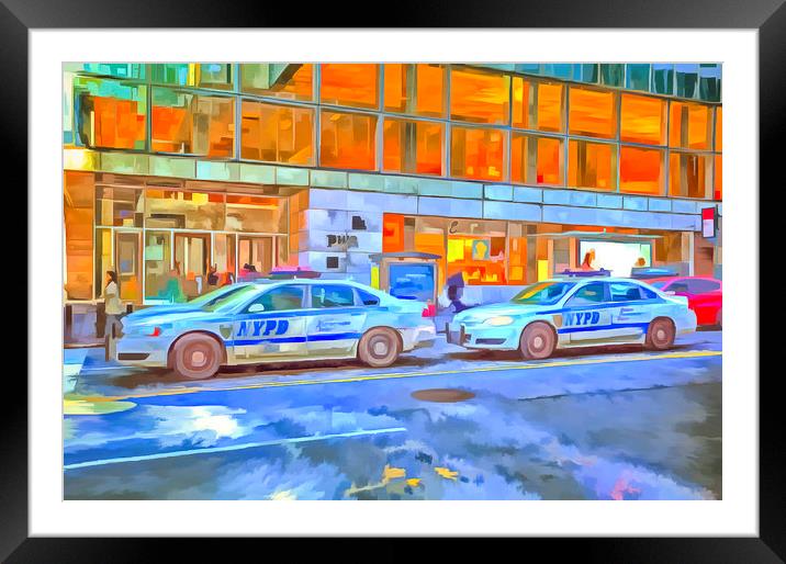 NYPD Cars Pop Art Framed Mounted Print by David Pyatt
