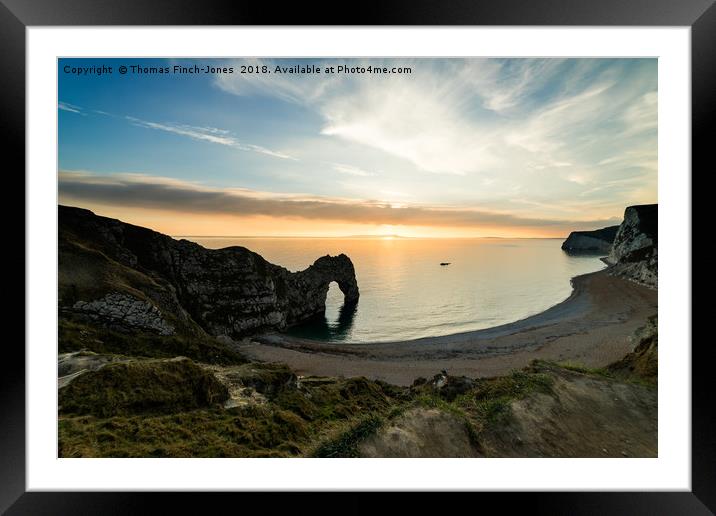 Durdle door sunset  Framed Mounted Print by Thomas Finch-Jones