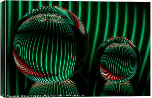 Abstract art Green with red in the glass ball. Canvas Print by Robert Gipson