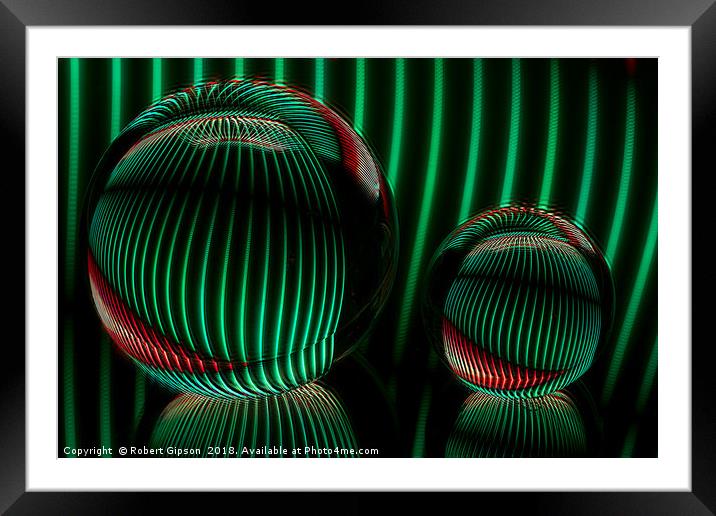 Abstract art Green with red in the glass ball. Framed Mounted Print by Robert Gipson