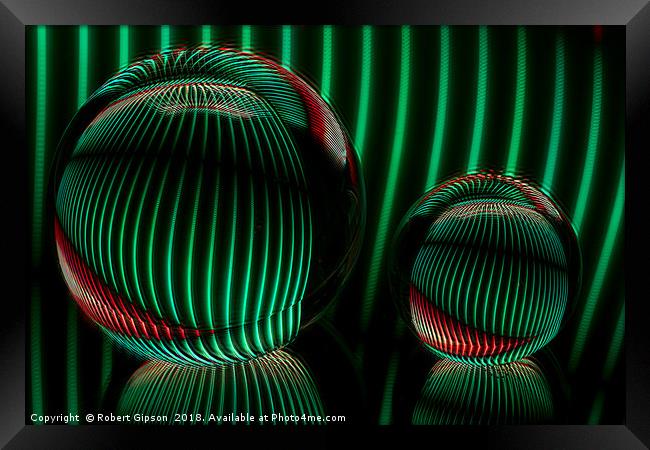 Abstract art Green with red in the glass ball. Framed Print by Robert Gipson