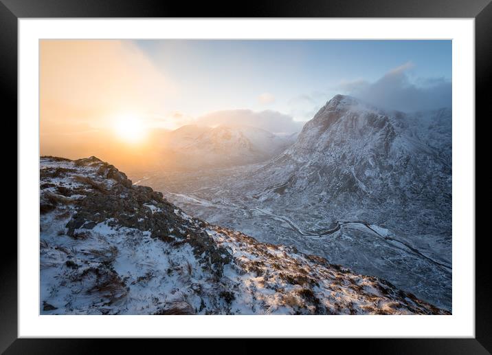 Beinn A'Chrulaiste Winter Sunrise Framed Mounted Print by James Grant