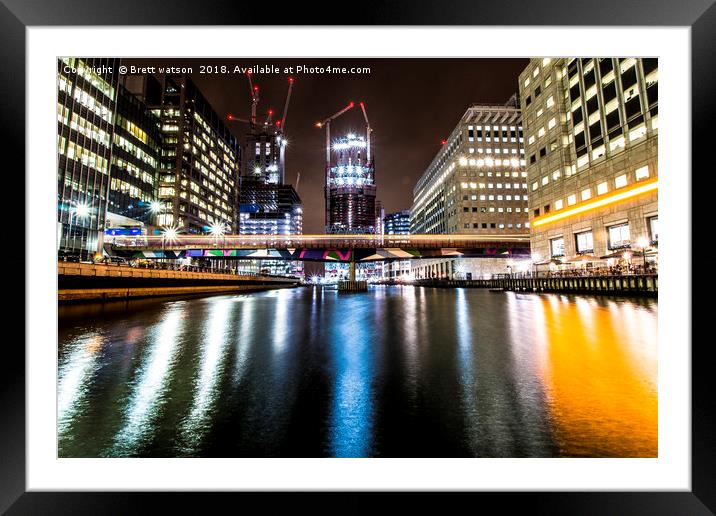 The Middle Dock, Canary Wharf Framed Mounted Print by Brett watson