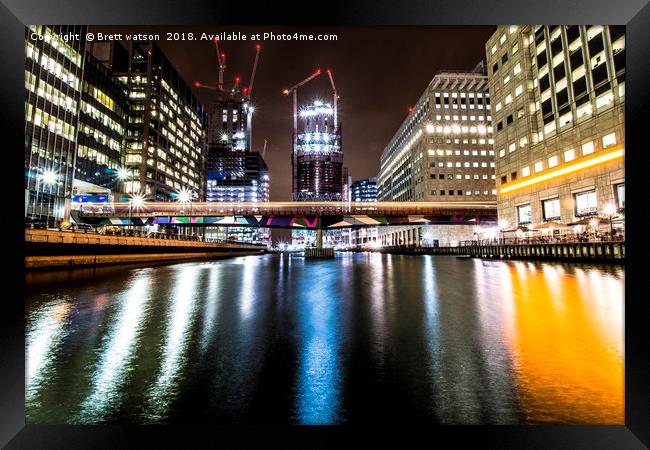 The Middle Dock, Canary Wharf Framed Print by Brett watson