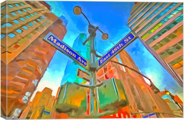 New York Street Sign Pop Art Canvas Print by David Pyatt