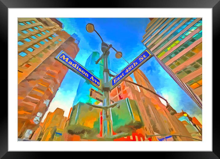 New York Street Sign Pop Art Framed Mounted Print by David Pyatt