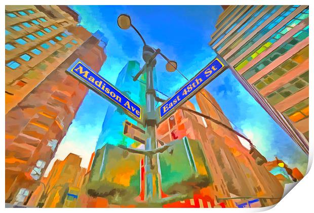 New York Street Sign Pop Art Print by David Pyatt