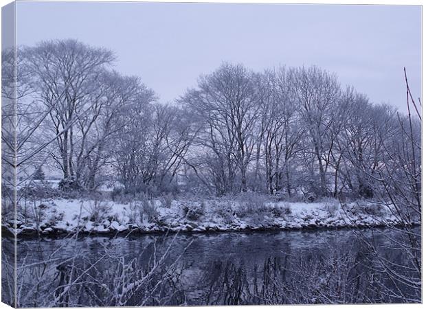 Caledonian Canal  In The Snow Canvas Print by Nigel G Owen