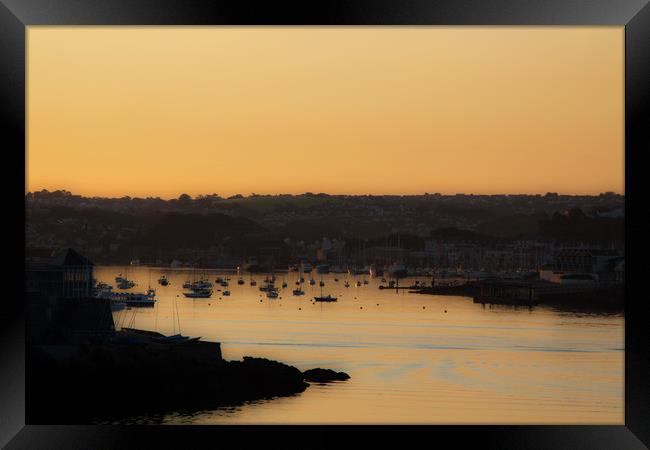 Sunrise over Sutton Harbour, Plymouth Framed Print by David Tanner