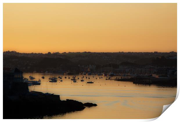 Sunrise over Sutton Harbour, Plymouth Print by David Tanner
